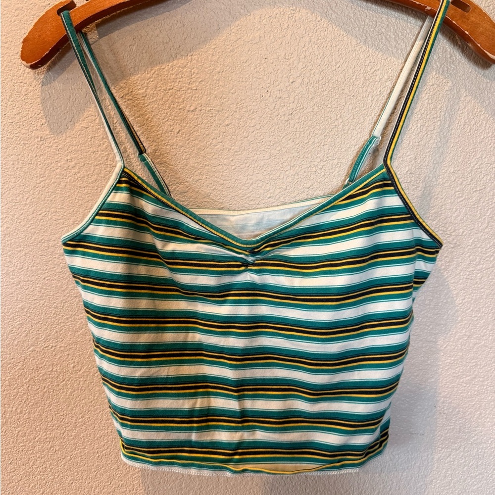 Urban Outfitters Green and Yellow Striped Camisole